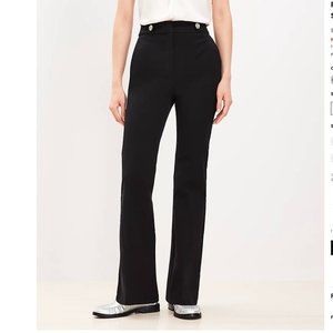 LOFT Petite Curvy Tab Waist Flare Pants in Melange Bi-Stretch - NWT